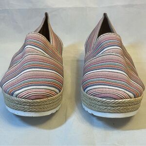 San Miguel Shoes Striped Espadrille Slip-On Multi Pink US 10.5-11